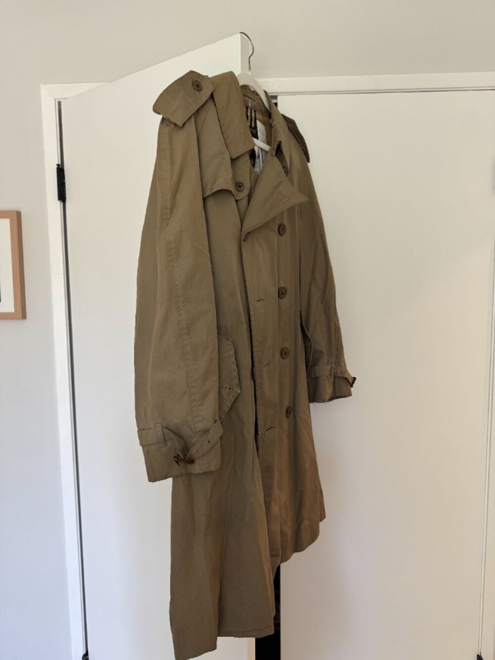 Vintage Burberrys of London Men's Trench Coat Made in England Nova Check Khaki - Picture 2 of 7
